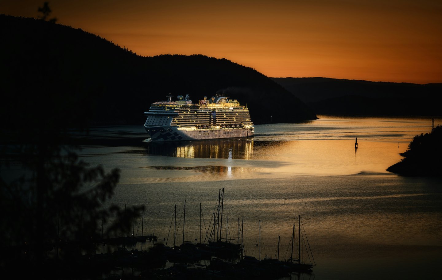 Luxury cruise ship at sea